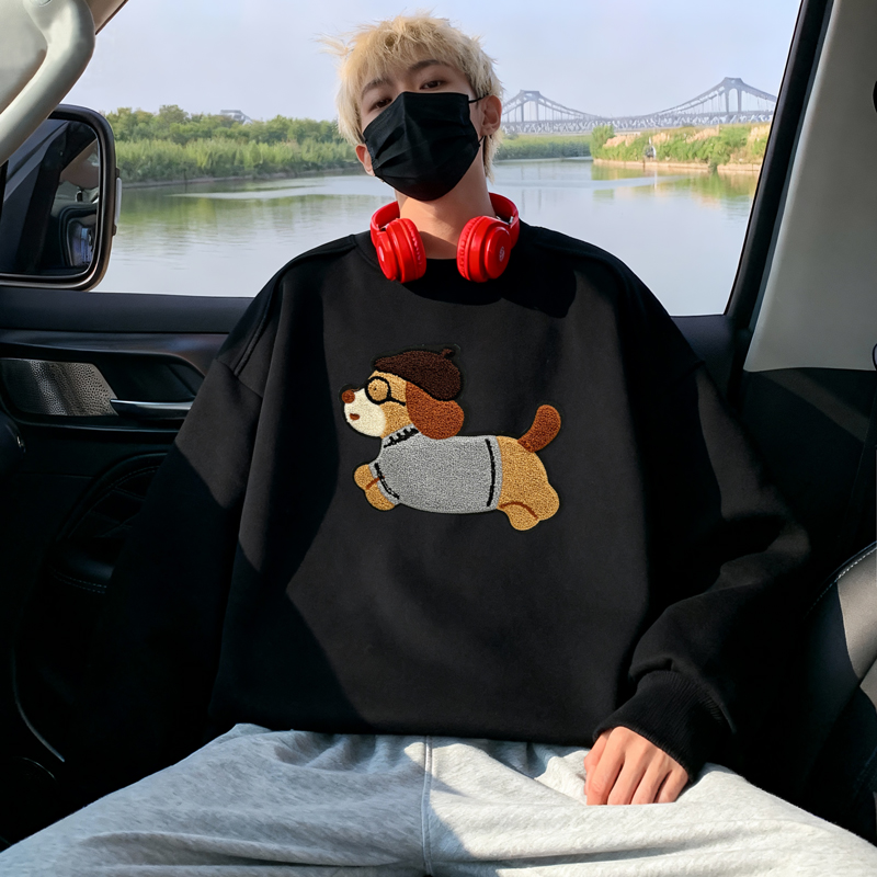 6637*P28美式重磅华棉卫衣男秋季新款潮牌毛巾绣上衣宽松休闲外套，女装短外套，星座414A-2（原B215-2）