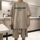 ZT11*P48美式华夫格套装男夏季潮牌短袖ins港风情侣装运动两件套，男装休闲套装，星座414A-2（原B215-2）