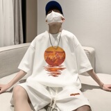 ZT38*P48华夫格短袖t恤男女夏季套装潮牌一套搭配帅气男装上衣服，男装休闲套装，星座414A-2（原B215-2）
