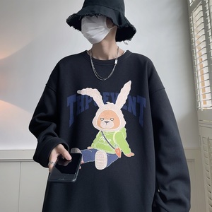 W613*P28加绒38 华夫格长袖t恤男女秋季潮牌宽松潮ins情侣卫衣图片