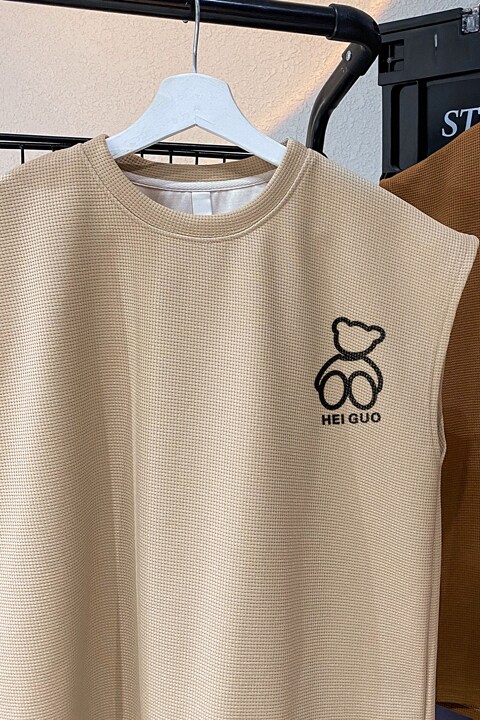 TB03*P22华夫格重磅t恤男夏季新款背心宽松体恤潮牌痞帅无袖上衣,男装T恤,星座414A-2（原B215-2）