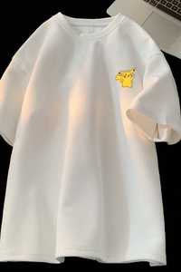 TC40*P25 美式华夫格t恤男士夏季新款短袖宽松情侣体恤潮牌上衣服图片