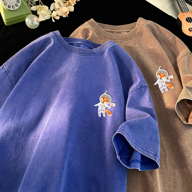 TQ51*P30短袖t恤男夏季复古刺绣做旧潮牌半袖痞帅宽松百搭上衣服，商品下架区商品下架区，星座414A-2（原B215-2）