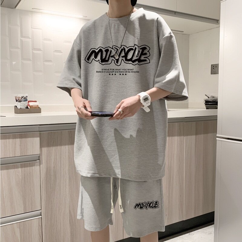 ZT29*P48短袖短裤套装男夏季潮牌美式两件套t恤一套搭配帅气衣服,男装休闲套装,星座414A-2（原B215-2）