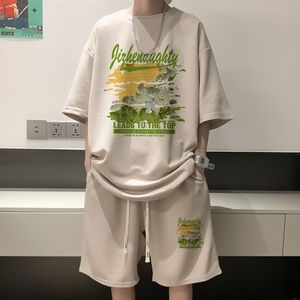 ZT33*P48潮短袖短裤套装男夏季潮牌两件套t恤一套搭配帅气衣服