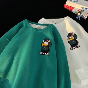 美式重磅长袖T恤男华夫格内搭高级感打底衫内衬上衣服潮流卫衣冬