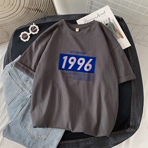 C182*P20夏季新款短袖男潮流纯棉圆领T恤港风ins宽松薄款半袖体恤图片