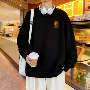 6618*P28美式重磅华棉卫衣男女春季新款圆领百搭上衣宽松休闲外套图片