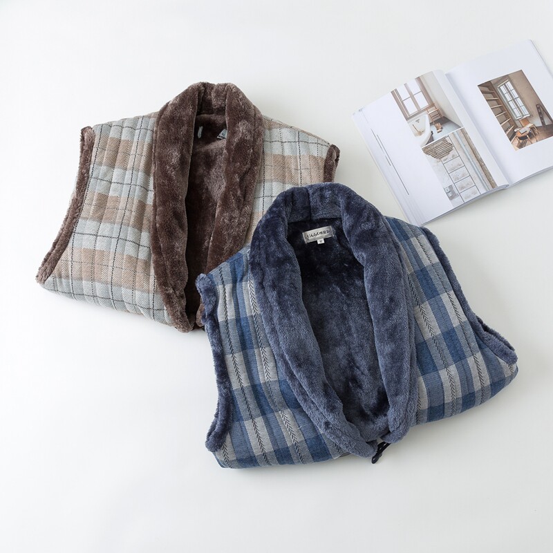 중노년 남성을 위한 일본식 반감기 면 재킷 두껍고 벨벳 따뜻한 누빔 조끼 아버지께 선물하는 조끼 조끼 어깨와 목 보호대