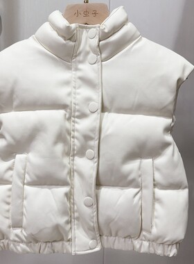 外贸单秋冬奶白色洋气百搭棉马甲