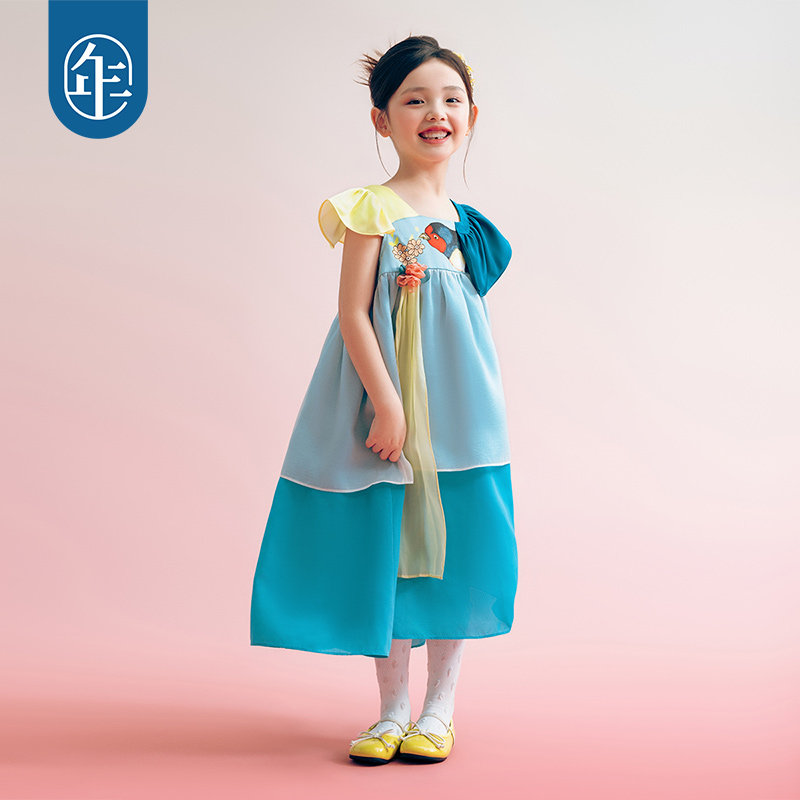 年衣童装女童连衣裙夏季新款新中式无袖背心裙女孩公主裙子表演服