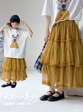 女童半身裙套装长款蓬蓬裙夏季