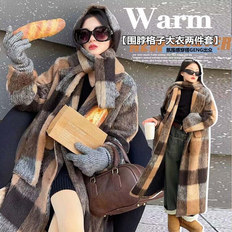 女童中长款呢子大衣加厚保暖