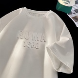 短袖t恤男夏季宽松重磅麂皮绒钢印半袖体恤上衣GT606P35控45，男装T恤，星座414A-3（原B215-3）