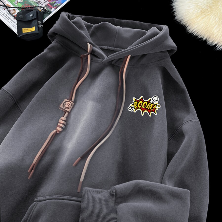 刺绣字母秋季连帽卫衣嘻哈街头潮牌宽松帽衫上衣服LW221P55控75,男装卫衣,星座414A-3（原B215-3）