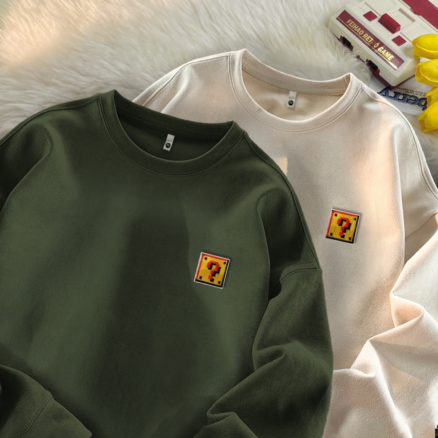 黑驴街头基础纯色麂皮绒卫衣秋冬重磅圆领宽松套头GW040P35，男装卫衣，星座414A-3（原B215-3）