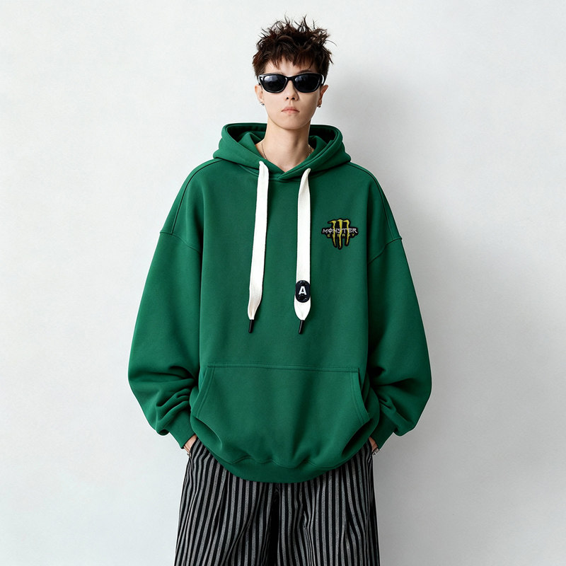 刺绣字母秋季连帽卫衣嘻哈街头潮牌宽松帽衫上衣服AW012P55控75,男装卫衣,星座414A-3（原B215-3）