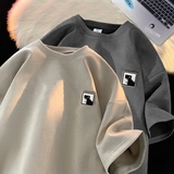 270G重磅压印麂皮绒短袖T恤男夏季2023半袖上衣男GT034P28控40，男装T恤，星座414A-3（原B215-3）