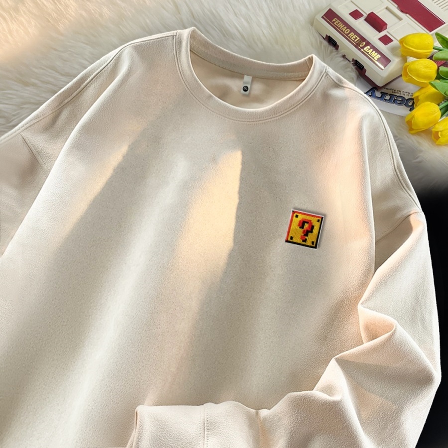 黑驴街头基础纯色麂皮绒卫衣秋冬重磅圆领宽松套头GW040P35，男装卫衣，星座414A-3（原B215-3）