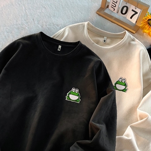 麂皮绒卫衣男士秋季打底衫2025新款男生上衣服潮GW033P35控55,初中短发夏季怎样搭配衣服图片图片