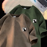 270G重磅压印麂皮绒短袖T恤男夏季2023半袖上衣男GT034P28控40，男装T恤，星座414A-3（原B215-3）