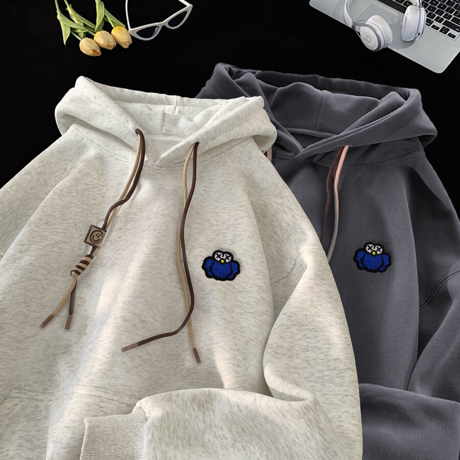 刺绣字母秋季连帽卫衣嘻哈街头潮牌宽松帽衫上衣服LW032P55控75,男装卫衣,星座414A-3（原B215-3）
