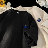 T恤男款夏季麂皮绒美式复古短袖大码潮牌宽松体恤GT032P28控40，男装T恤，星座414A-3（原B215-3）