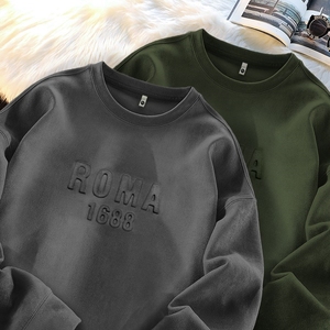 380克麂皮绒卫衣钢印标圆领长袖卫衣潮新款宽松男 GW606 P40 控58,男装卫衣,星座414A-3（原B215-3）