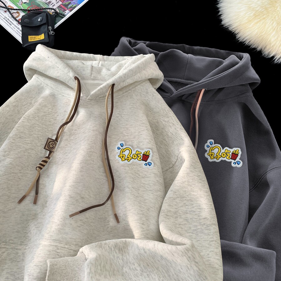 刺绣字母秋季连帽卫衣嘻哈街头潮牌宽松帽衫上衣服LW227P55控75,男装卫衣,星座414A-3（原B215-3）