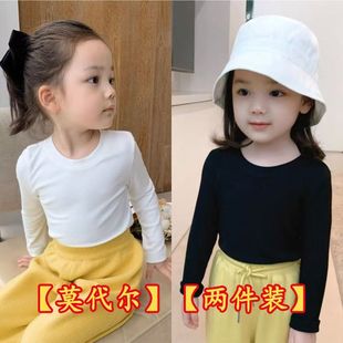 26春季女童长袖打底衫百搭圆领T恤男女宝宝薄款洋气修身内搭上衣