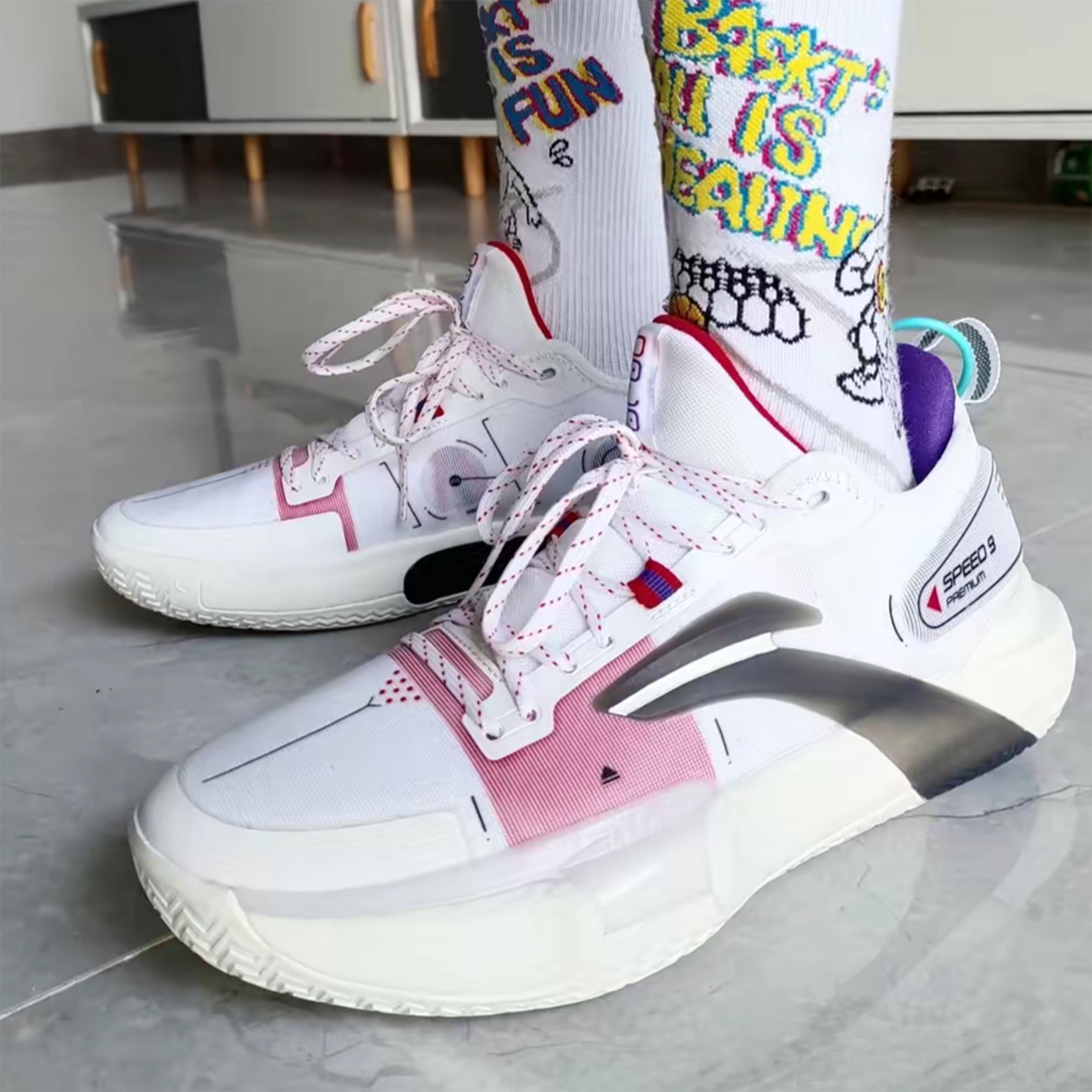 李宁 闪击9 男子低帮缓震回弹实战篮球鞋abas071-2