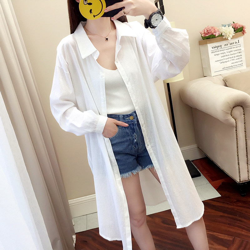 2021夏季新款白色长袖防晒衫衬衫