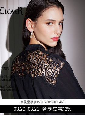 LACLOVER兰卡文蕾丝轻时装拉链长袖上衣可外穿LC81UE4