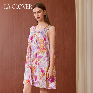 CLOVER斑斓花镜印花宽肩睡裙LC44AAG1 兰卡文LA 2025年秋季