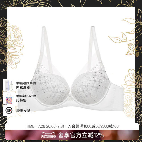 LaClover刺绣网纱小胸显大文胸