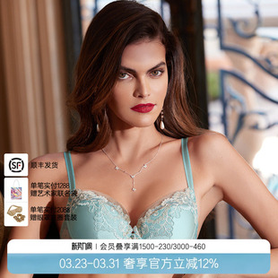 LACLOVER兰卡文金属丝线刺绣蕾丝薄杯文胸LC13QX1 闪耀星光2