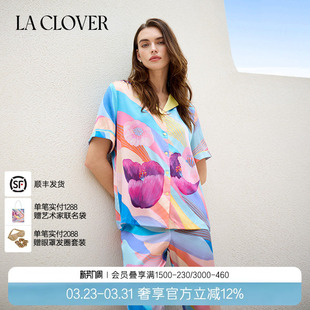 兰卡文LACLOVER梦幻海岸印花短袖 分身LC46ZN1 九分裤