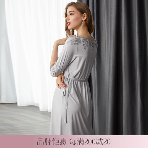 【新品】LACLOVER兰卡文Lovestory系列莫代尔纤维中长睡裙LC44SC1