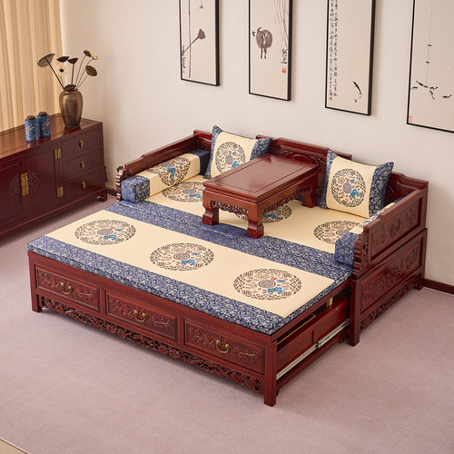 推拉两用罗汉床新中式实木沙发