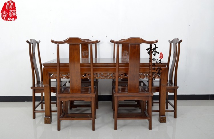 老简约新款榆木餐桌榆木餐椅明清仿古餐桌饭桌榆木中式仿古家具