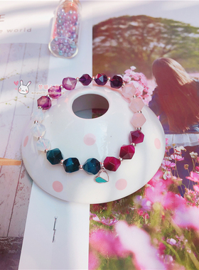 天然切面水晶手串饰品礼物虎眼石