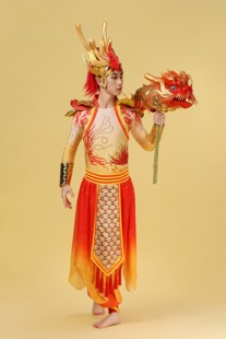 龙年新款中国龙锣鼓队鱼跃龙门开场舞男生舞龙打鼓演出服出租定制