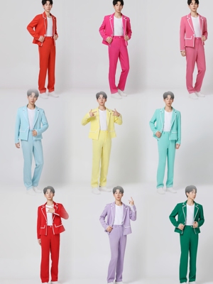 缤纷彩色多巴胺青春活力主持人男生现代舞歌伴舞演出服出租定制