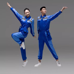 马卡龙色系工人装青春动感活力现代舞男女款演出服歌伴舞服装出租