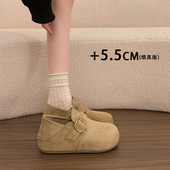 女鞋 豆豆乐福鞋 2026春季 一脚蹬博肯单鞋 新款 厚底内增高全包勃肯鞋