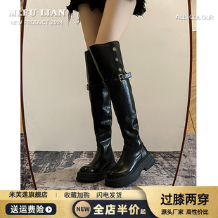 爆款小个子增高厚底过膝长筒靴女2025新款秋冬显瘦骑士靴高筒靴子