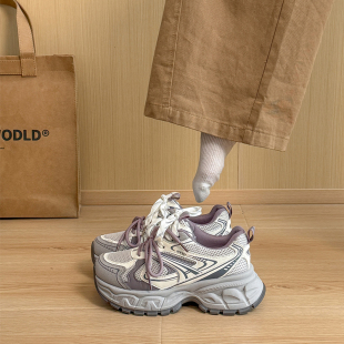 厚底老爹鞋女款2026新款春季增高显脚小轻便透气运动鞋百搭休闲鞋