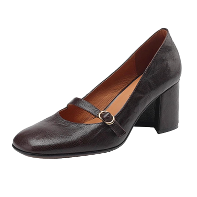 法式玛丽珍高跟鞋女2025春季新款粗跟方头黑色小皮鞋春秋浅口单鞋