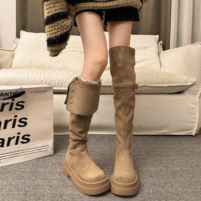 翻折两穿过膝靴女2025秋冬新款