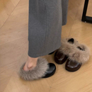 2025冬季 博肯鞋 新款 一脚蹬毛毛鞋 女 两穿单鞋 加绒保暖百搭雪地棉鞋